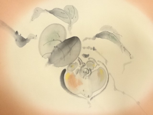 JAPANESE KIMONO / ANTIQUE ARTIST-MADE SHIOZE HAND-PAINTED PERSIMMON PA